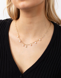 Gold Plated Rectangle Freshwater Pearl Necklace - link has visual effect only