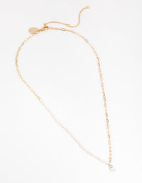 Gold Plated Half Freshwater Pearl Necklace - link has visual effect only