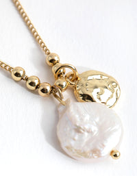 Gold Plated Large Freshwater Pearl Necklace - link has visual effect only