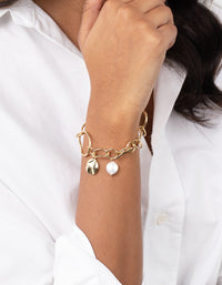 Gold Plated Freshwater Pearl Long Fob Bracelet - link has visual effect only