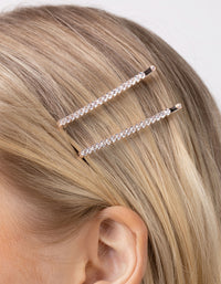 Rose Gold Cubic Zirconia Simple Hair Slide 4-Pack - link has visual effect only