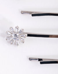 Silver Cubic Zirconia Flower & Butterfly 4-Pack Clip - link has visual effect only