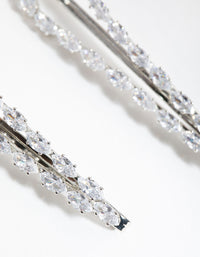 Silver Cubic Zirconia Marquis Pack Clips - link has visual effect only