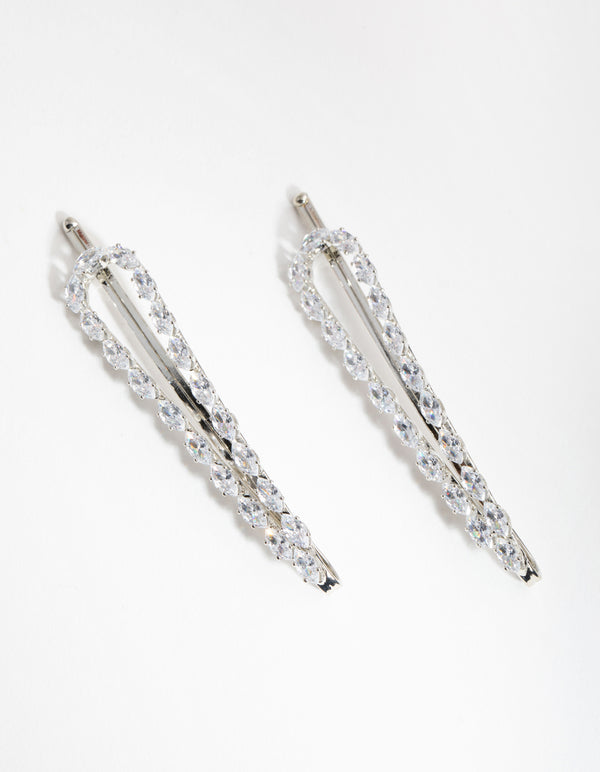 Silver Cubic Zirconia Marquis Pack Clips