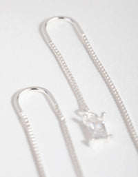 Sterling Silver Cubic Zirconia Thread Thru Earrings - link has visual effect only
