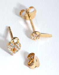 Gold Plated Sterling Silver Lock & Key Stud Earrings - link has visual effect only