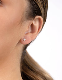 Sterling Silver Rose Gold Statement Cubic Zirconia Stud Pack Earring - link has visual effect only