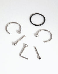Mixed Metal Surgical Steel Classic Nose Ring & Stud 6-Pack - link has visual effect only