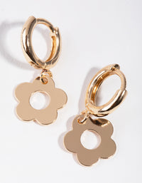 Gold Cutout Flower Huggie Earrings - link has visual effect only