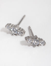 Surgical Steel Cubic Zirconia Bar Stud Earrings - link has visual effect only