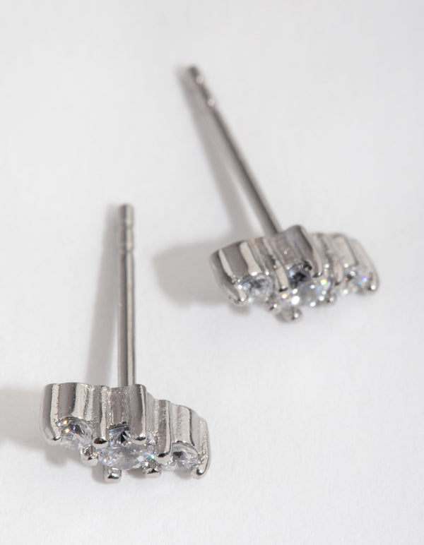 Surgical Steel Cubic Zirconia Bar Stud Earrings