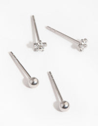 Surgical Steel Flower & Ball Pack Stud Earrings - link has visual effect only