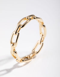 Gold Plated Skinny Rectangle Link Ring - link has visual effect only
