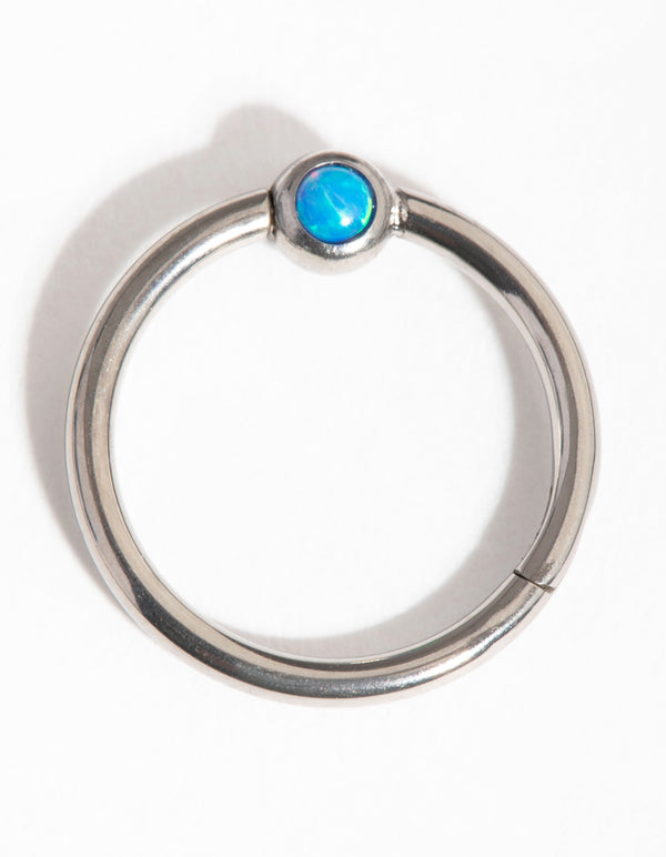Titanium Faux Opal Belly Ring