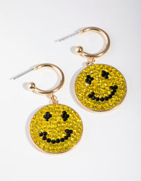 Gold Statement Diamante Smile Hoop Earrings - link has visual effect only