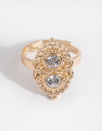 Gold Vintage Diamante Ring - link has visual effect only