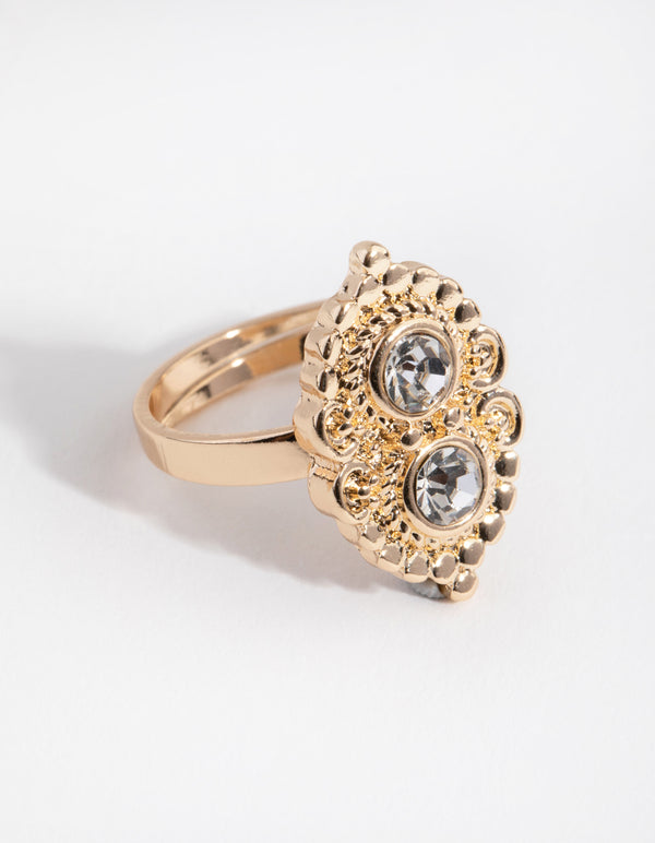 Gold Vintage Diamante Ring