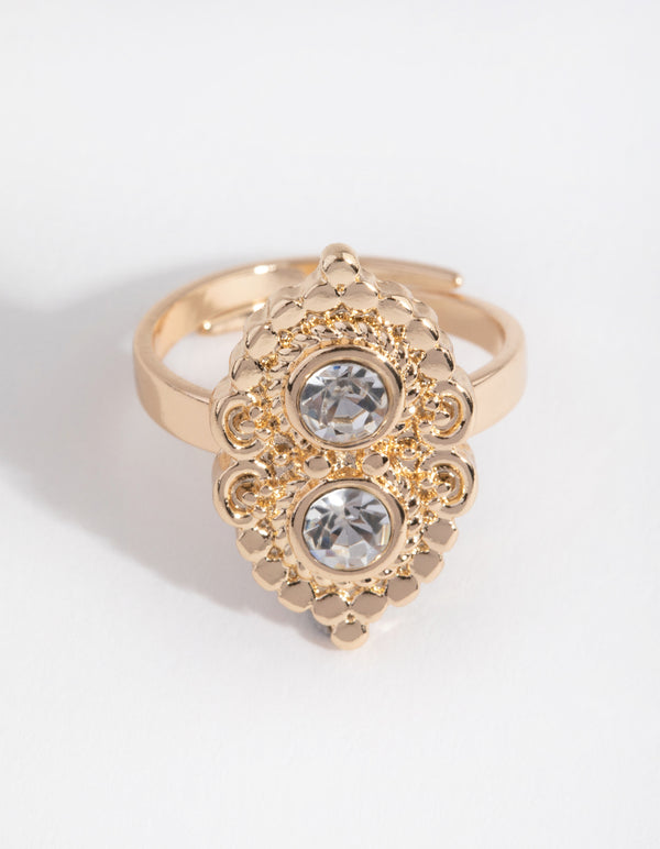 Gold Vintage Diamante Ring