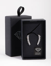 Rhodium Diamond Simulant Cubic Zirconia Marquaise Crawler Earrings - link has visual effect only