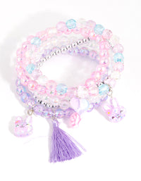 Kids Beaded Rose Bunny Stretch Bracelet 5-Pack - link has visual effect only