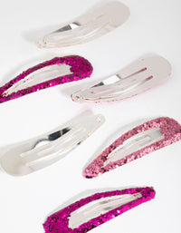 Kids Matte Glitter Pink Snap Clip - link has visual effect only