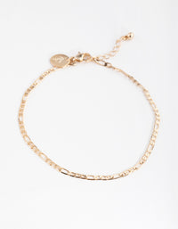 Gold 2mm Figaro Anklet - link has visual effect only