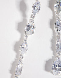 Silver Cubic Zirconia Oval Drop Earrings - link has visual effect only