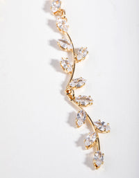 Gold Cubic Zirconia Bendy Vine Drop Earrings - link has visual effect only