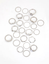 Rhodium Diamante & Pearl Ring 24-Pack - link has visual effect only
