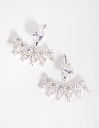 Silver Cubic Zirconia Pear Stone Jacket Earrings - link has visual effect only