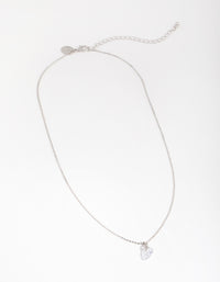 Rhodium Diamond Simulant Heart Necklace - link has visual effect only