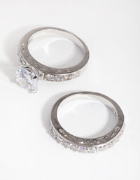 Diamond Simulant Engagement & Wedding Pack Rings - link has visual effect only