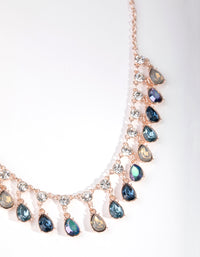 Rose Gold Diamante Circle Teardrop Stone Necklace - link has visual effect only