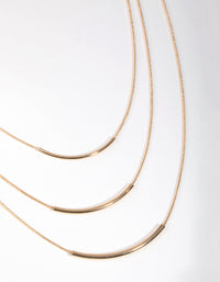 Gold Fine Plain 3-Row Necklace - link has visual effect only
