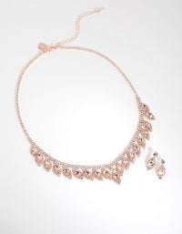 Rose Gold Marquise Droplet Necklace & Earrings Set - link has visual effect only