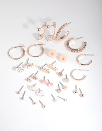 Rose Gold Flower & Pearl 16-Pack Earring - link has visual effect only