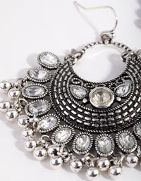 Antique Silver Diamante Drop Chandbali Earrings - link has visual effect only