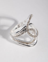 Silver Diamante & Metal Swirl Ring - link has visual effect only