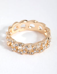 Gold Diamante Link Ring - link has visual effect only