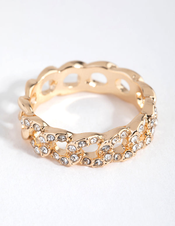 Gold Diamante Link Ring