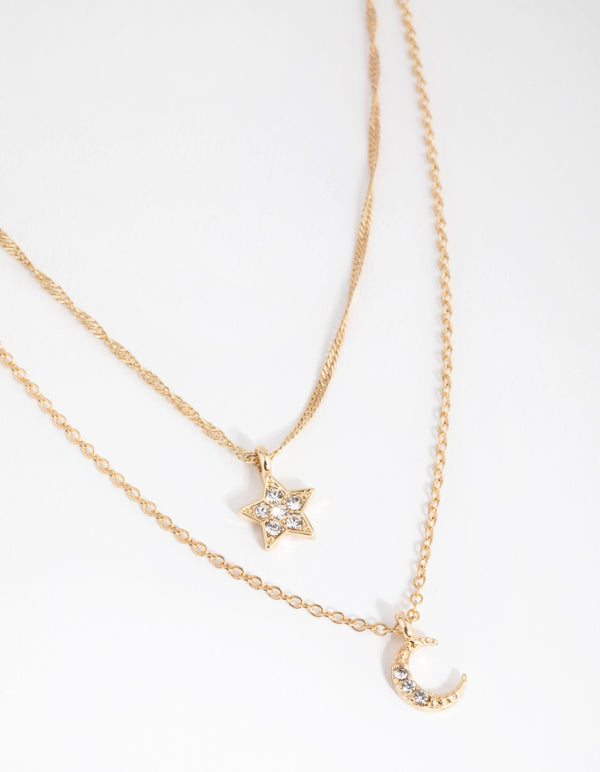 Gold Starry Night Charm Necklace