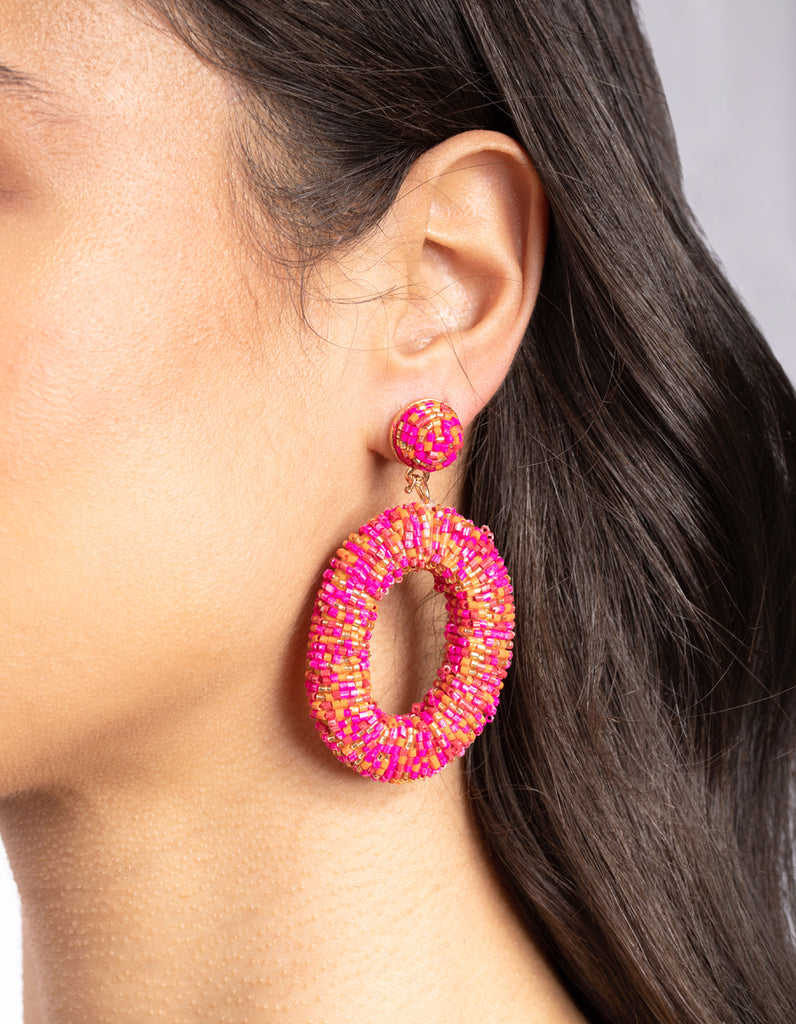 Beaded Chunky Donut Drop Earrings - Lovisa