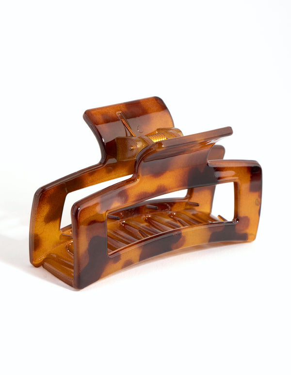 Brown Rectangle Outline Hair Claw Clip