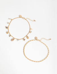 Gold Evil Eye Charm Anklet Pack - link has visual effect only