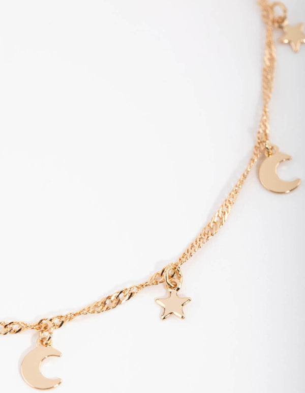 Gold Celestial Charm Anklet