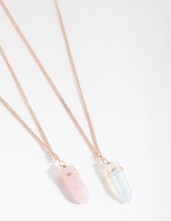 Mixed Metal Wrapped Shard Necklace pack