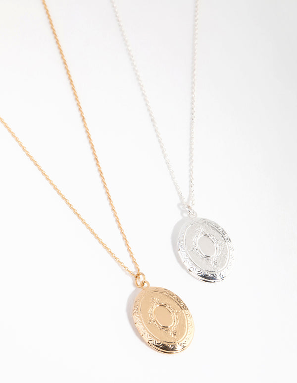 Mixed Metal Oval Centre Necklaces