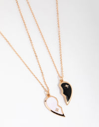 Gold Black & White Half Yin Yang Necklace Pack - link has visual effect only