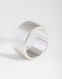 Silver Textured Wide Band Ring - link has visual effect only
