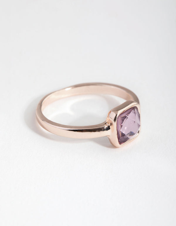 Gold Cushion Pink Stone Ring